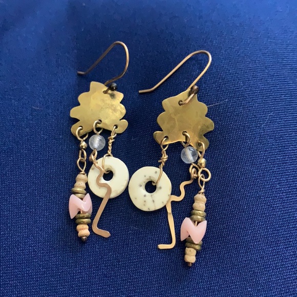 Vintage Jewelry - vintage 90s Mirror image earrings- Hypoallergenic